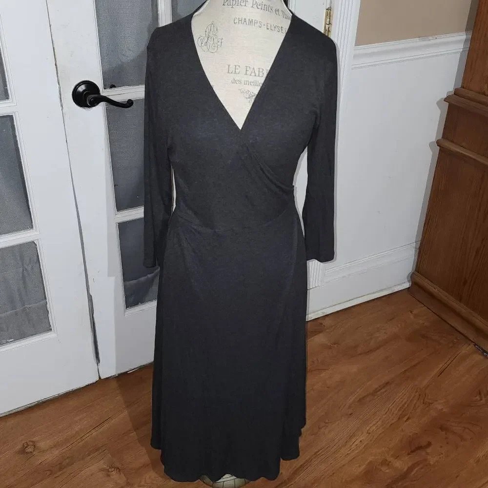 NWT J Jill Womens Dark Charcoal Wrap Dress Medium‎ New